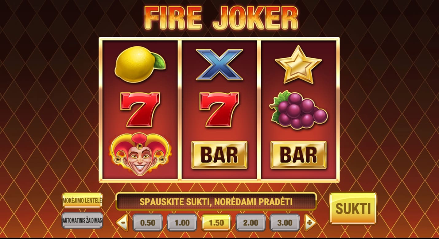 fire joker lošimo automato simboliai