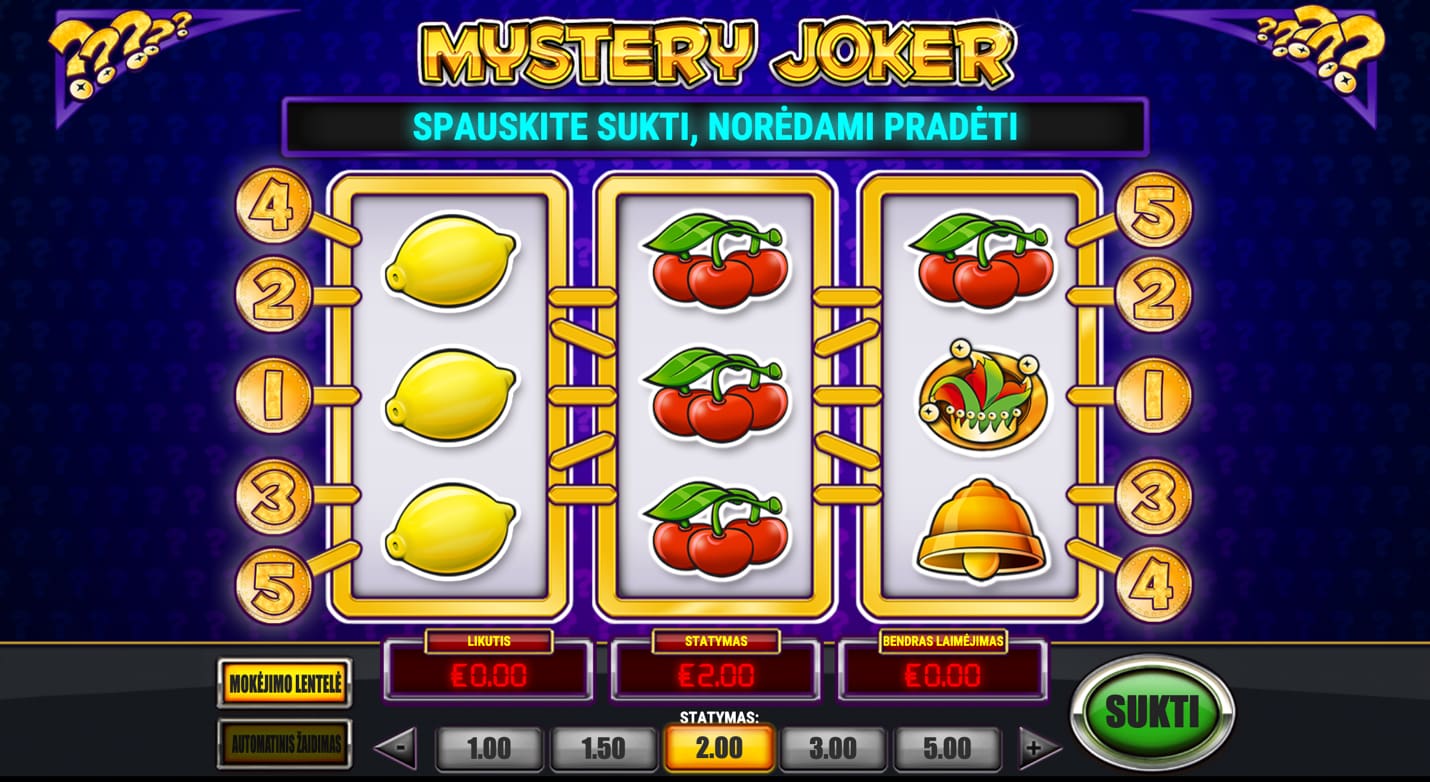 mystery joker lošimo automato simboliai