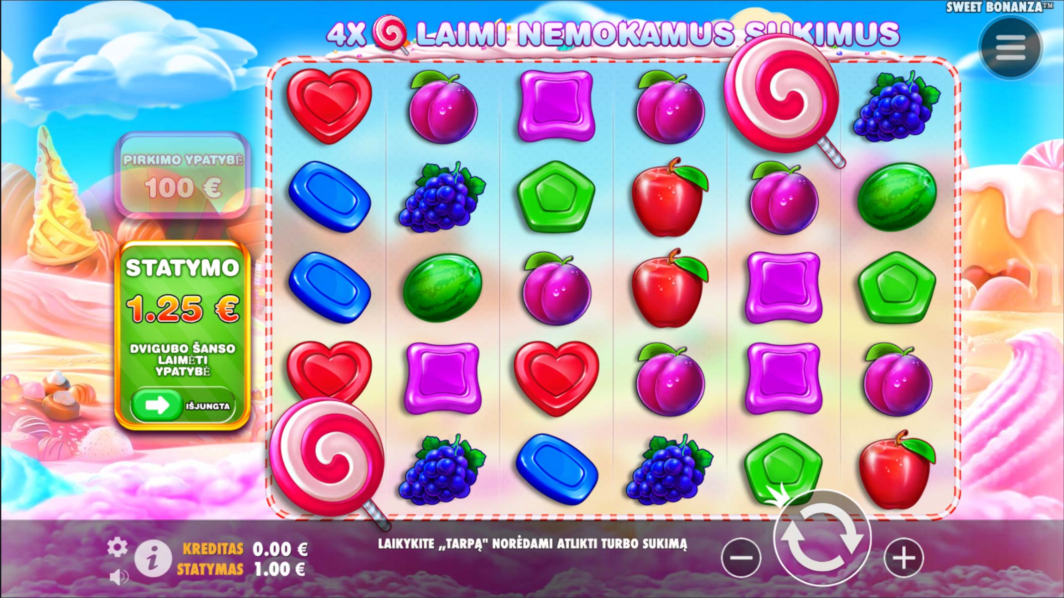 Sweet Bonanza lošimo automato simboliai