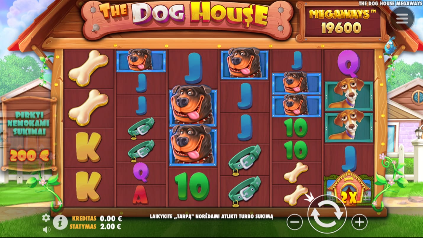 the dog house megaways lošimo automato simboliai