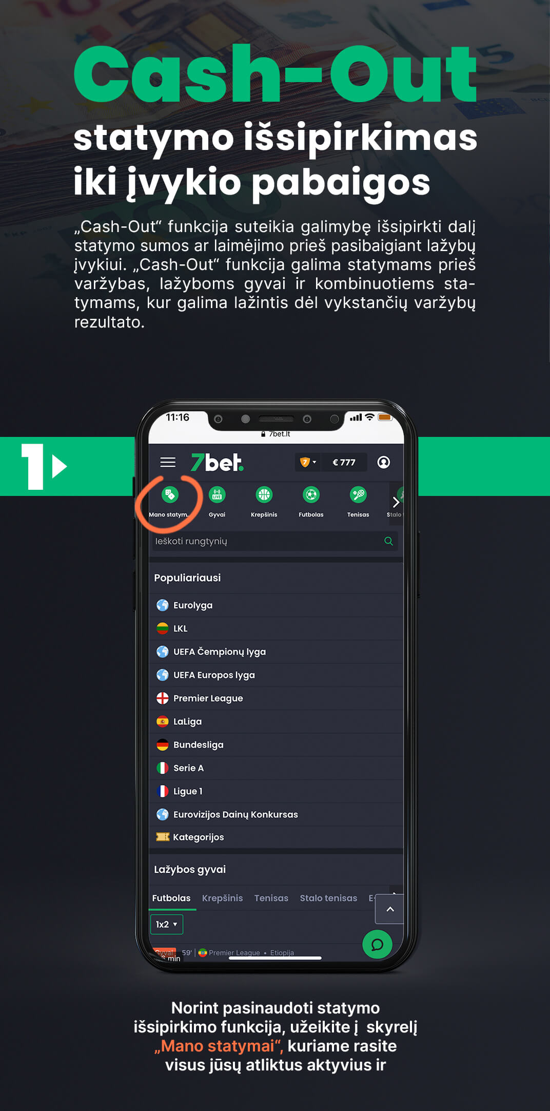 kas yra cashout 7bet lažybos