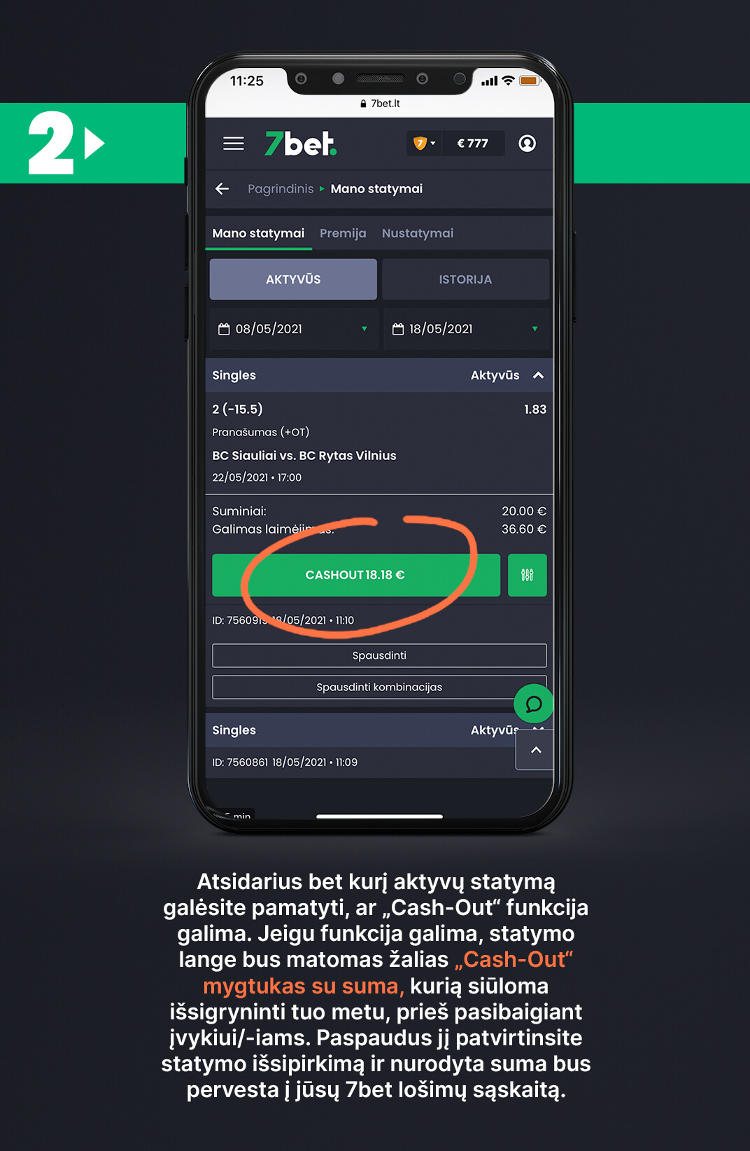 kaip veikia cashout funkcija 7bet lažybos