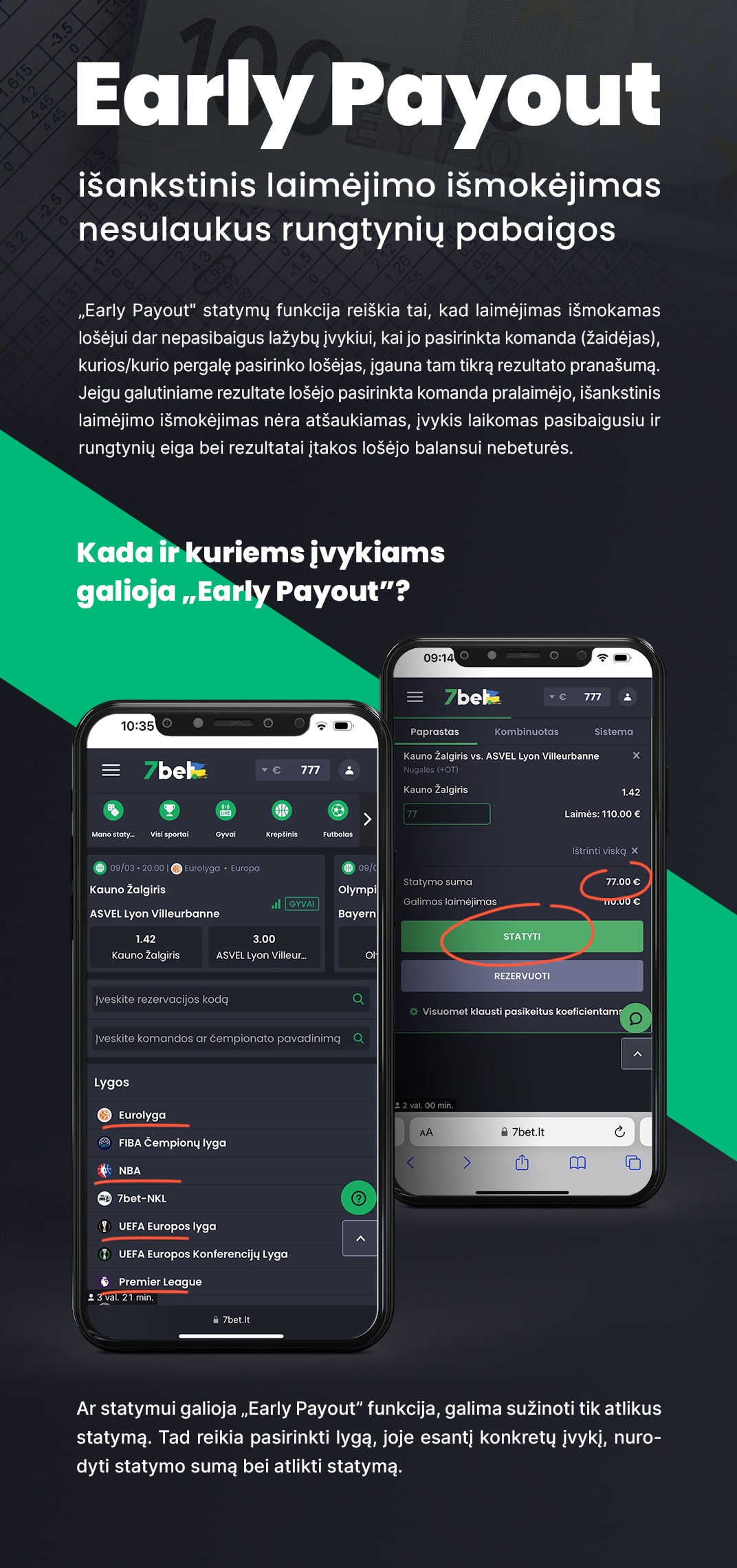kas yra early payout 7bet lažybos